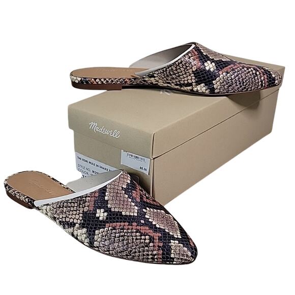 Madewell The Remi Mule Snake Embossed Leather Womens Size 7 NEW - Picture 1 of 14